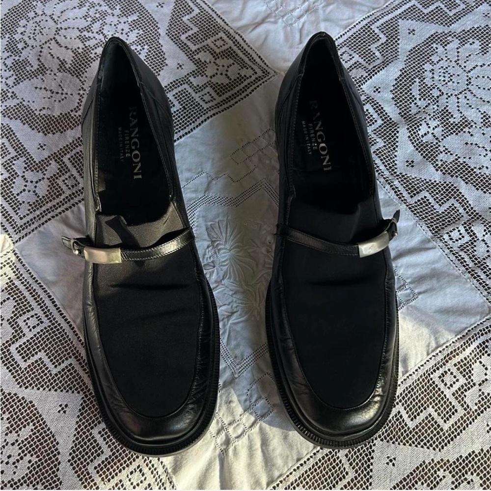 Black Leather Mary Jane Loafers